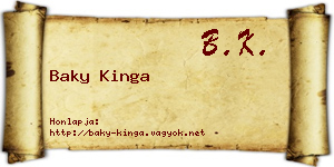 Baky Kinga névjegykártya